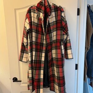 Old Navy Plaid Cape - Red, Black, Cream